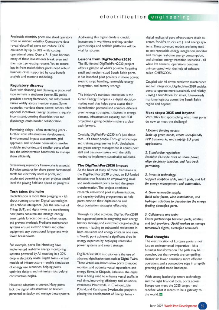 Powering the Ports Electrification by 2025 – How European ports are navigating the journey toward a cleaner, smarter future, DigiTechPort2030