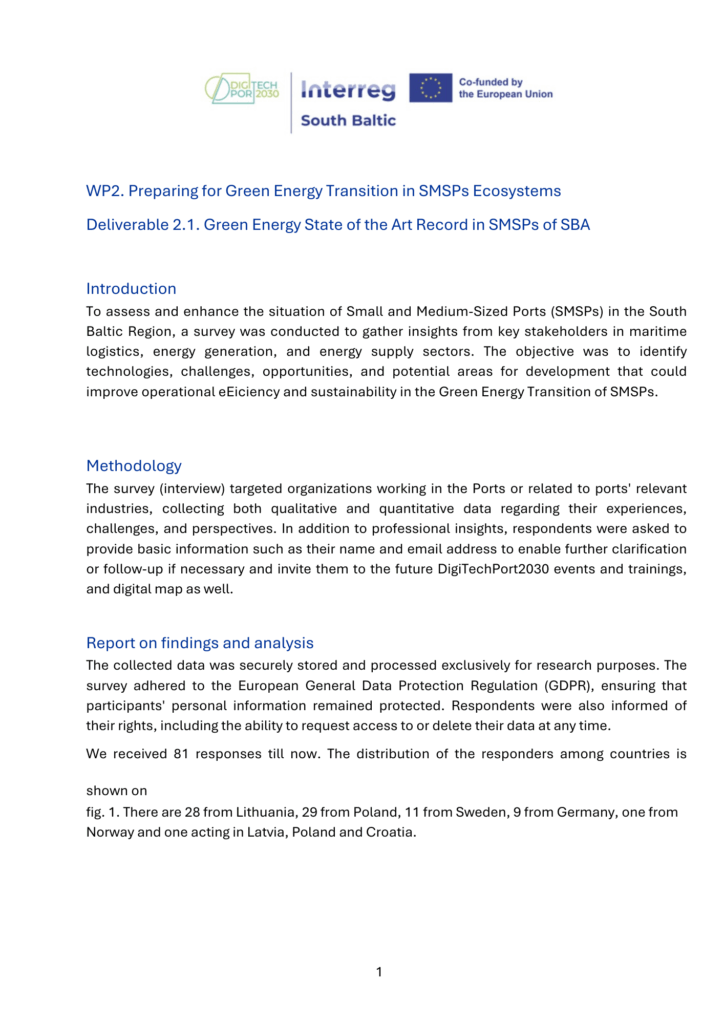 D 2.1 Green Energy State of the Art Record in SMSPs of SBA Cover